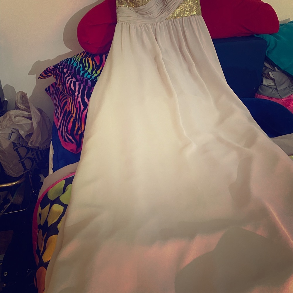 Beige and Gold Bridesmaid Dress